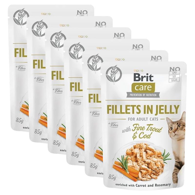 BRIT Care Cat Fillets in Jelly with Fine Trout & Cod 6 x 85 g