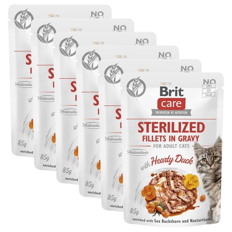 BRIT Care Cat Sterilized Fillets in Gravy with Hearty Duck 6 x 85 g