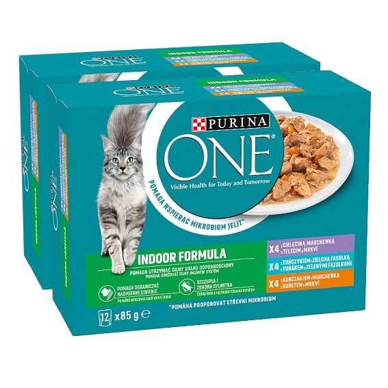 PURINA ONE INDOOR s teletinom, tunjevinom i piletinom u umaku 24 x 85 g