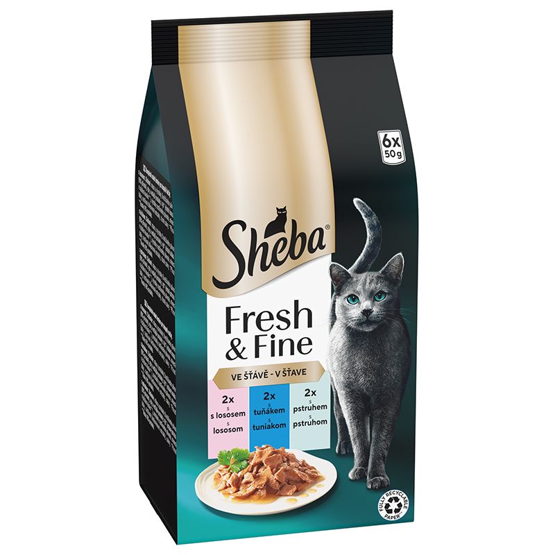 Sheba Fresh & Fine vrećice za mačke, piletina, pastrva i losos 6 x 50 g