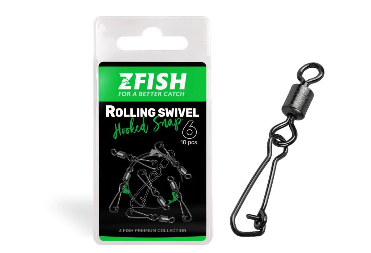 ZFISH Rolling Swivel & Hooked Snap 10 / 21 kg