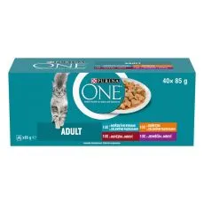 PURINA ONE ADULT Multipack piletina, govedina, janjetina i morska riba u umaku 40 x 85g