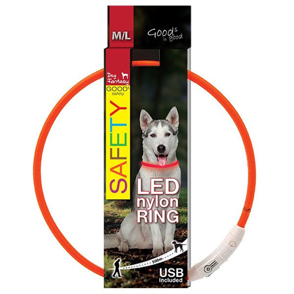 Ogrlica Dog Fantasy LED najlon - narančasta, 65cm
