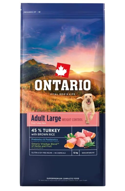 Ontario Adult Large Weight Control Turkey & Brown Rice 12 kg