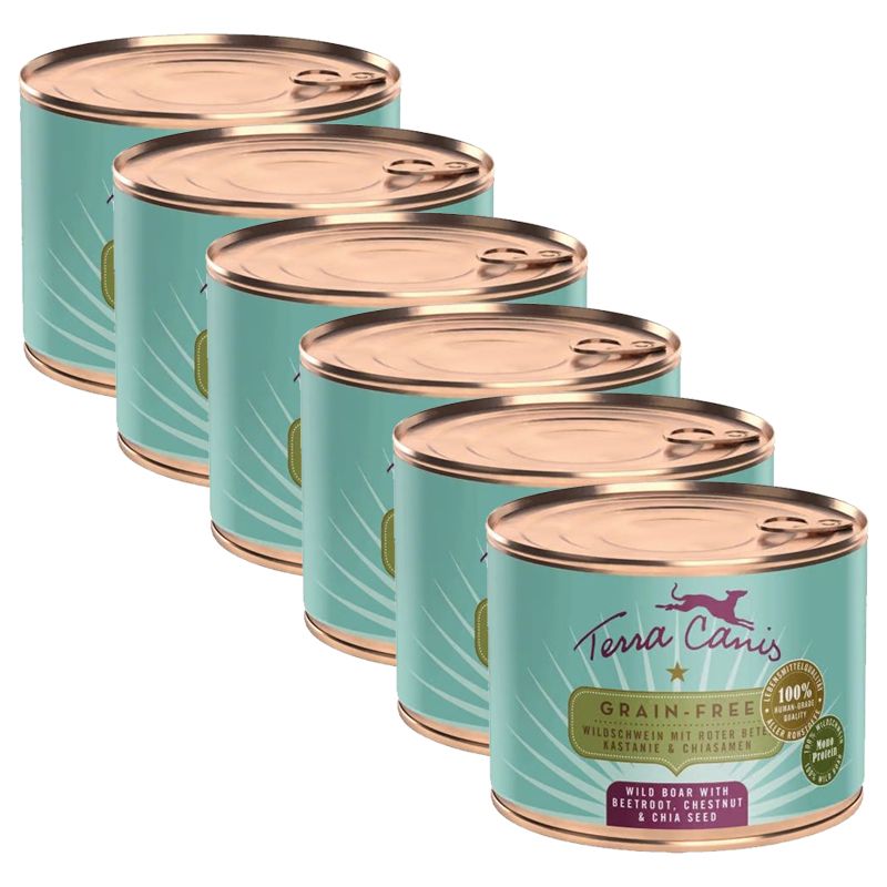 Terra Canis Grain-free Wild Boar with beetroot, chestnut & chia seeds 6 x 200 g