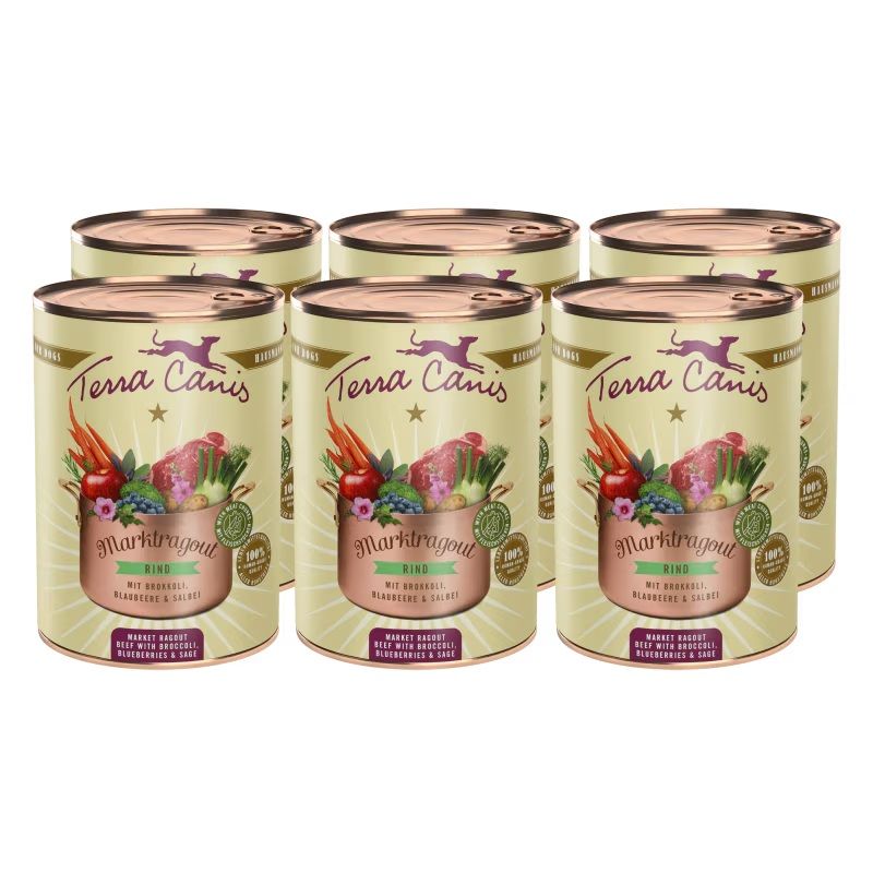 Terra Canis Market Ragout Beef with broccoli, blueberries & sage 6 x 385 g