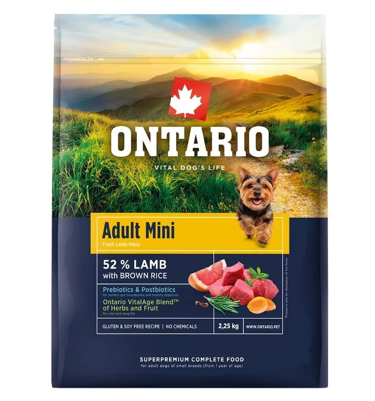 Ontario Adult Mini Lamb & Brown Rice 2,25 kg