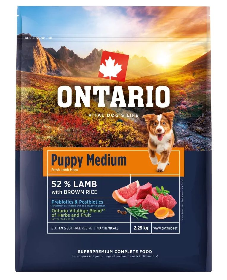 Ontario Puppy Medium Lamb & Brown Rice 2,25 kg