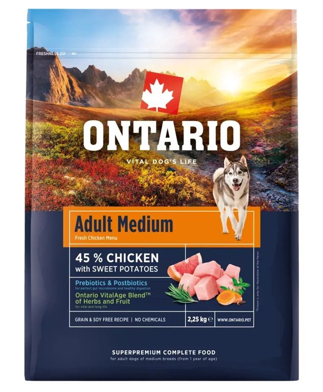 Ontario Adult Medium Chicken & Sweet Potatoes 2,25 kg