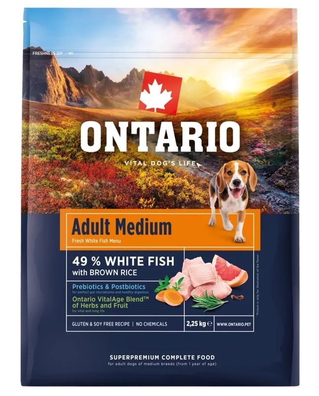Ontario Adult Medium Fish & Brown Rice 2,25 kg