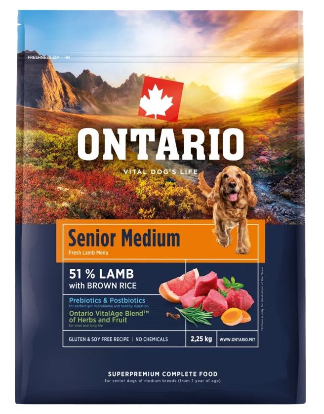 Ontario Senior Medium Lamb & Brown Rice 2,25 kg