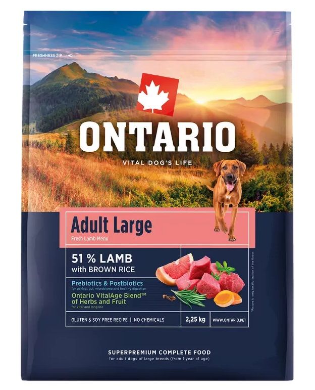 Ontario Adult Large Lamb & Brown Rice 2,25 kg