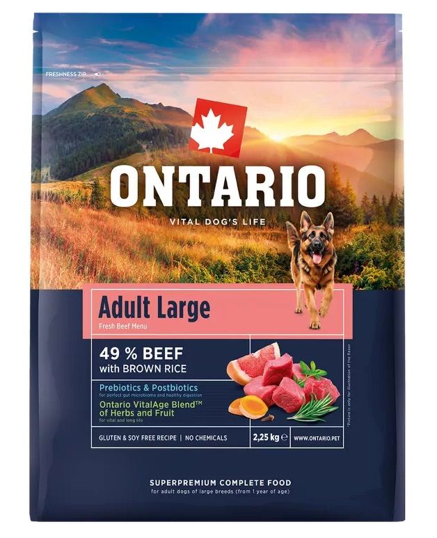 Ontario Adult Large Beef & Brown Rice 2,25 kg