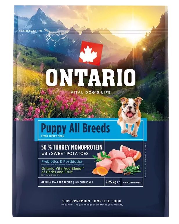 Ontario Puppy All Breeds Monoprotein Turkey & Sweet Potatoes 2,25 kg