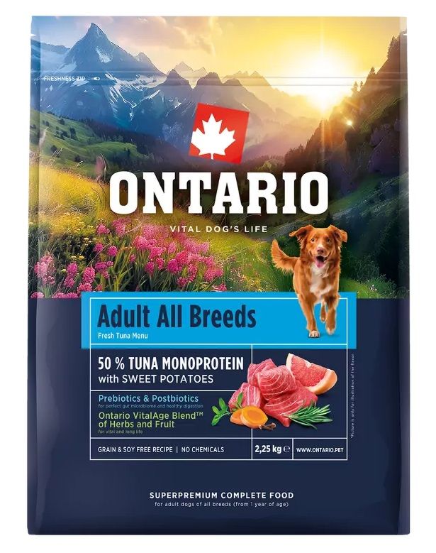 Ontario Adult All Breeds Monoprotein Tuna & Sweet Potatoes 2,25 kg
