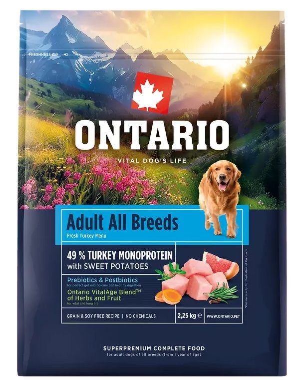 Ontario Adult All Breeds Monoprotein Turkey & Sweet Potatoes 2,25 kg