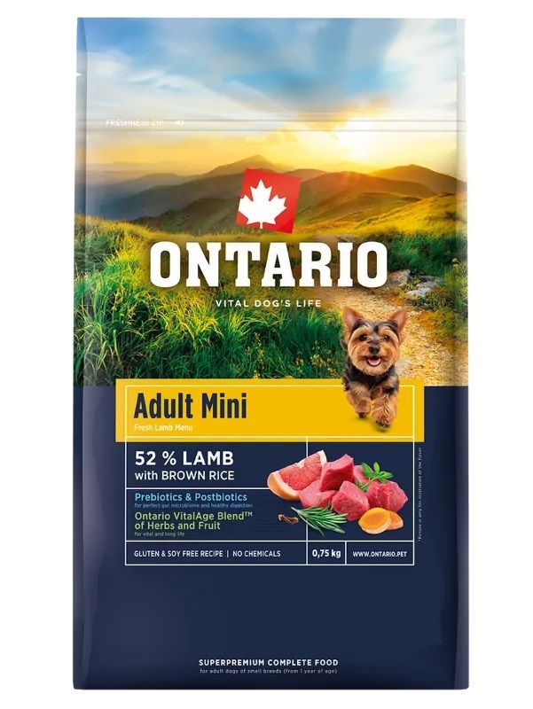 Ontario Adult Mini Lamb & Brown Rice 0,75 kg