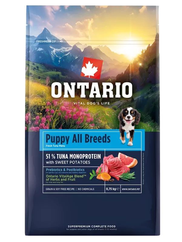 Ontario Puppy All Breeds Monoprotein Tuna & Sweet Potatoes 0,75 kg