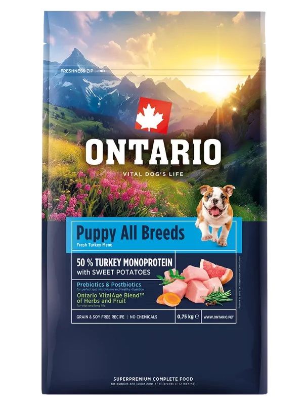 Ontario Puppy All Breeds Monoprotein Turkey & Sweet Potatoes 0,75 kg