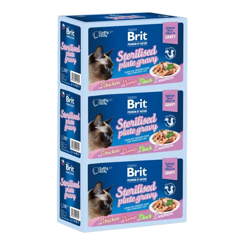 Kapsičky BRIT Premium Cat Delicate Fillets in Gravy Family Plate Sterilised 36 x 85 g
