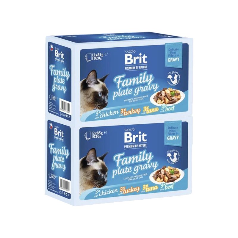 Kapsičky BRIT Premium Cat Delicate Fillets in Gravy Family Plate 24 x 85 g