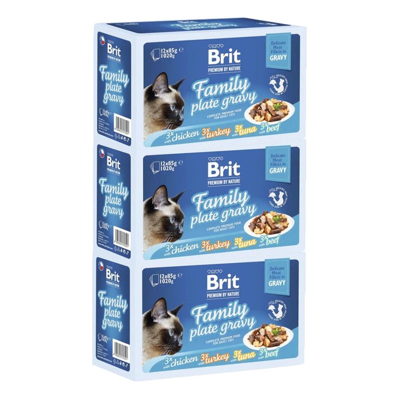 Kapsičky BRIT Premium Cat Delicate Fillets in Gravy Family Plate 36 x 85 g