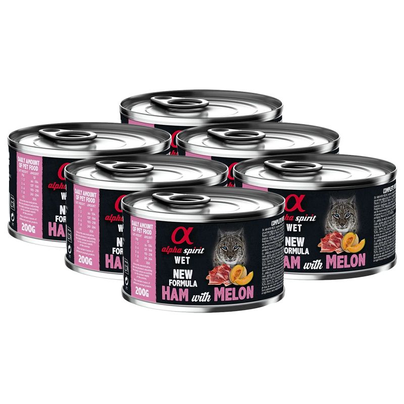 Alpha Spirit Cat Adult Ham with Melon 6 x 200 g