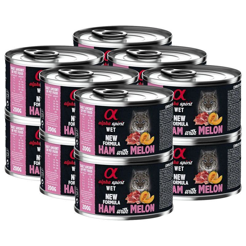 Alpha Spirit Cat Adult Ham with Melon 12 x 200 g