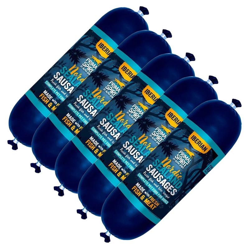 Primal Spirit Dog Iberian Nordic Sealand Sausage 5 x 1 kg