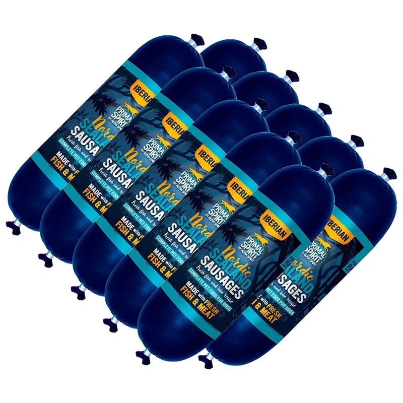Primal Spirit Dog Iberian Nordic Sealand Sausage 10 x 1 kg