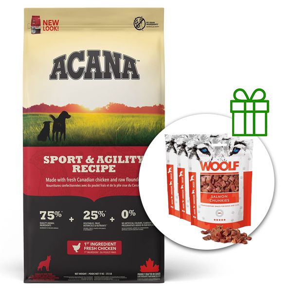 Acana Sport & Agility Recipe 17 kg + 3x poslastice GRATIS