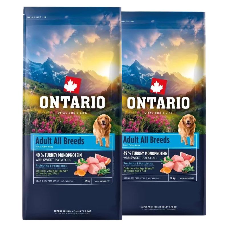 Ontario Adult All Breeds Monoprotein Turkey & Sweet Potatoes 2 x 12 kg
