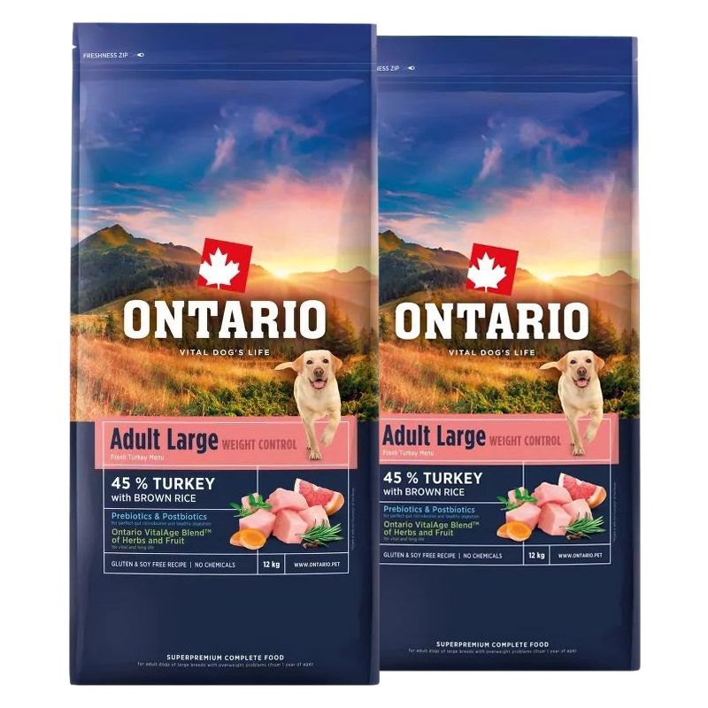 Ontario Adult Large Weight Control Turkey & Brown Rice 2 x 12 kg