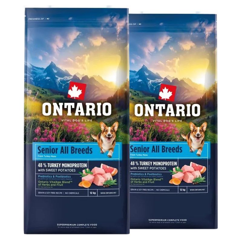 Ontario Senior All Breeds Monoprotein Turkey & Sweet Potatoes 2 x 12 kg