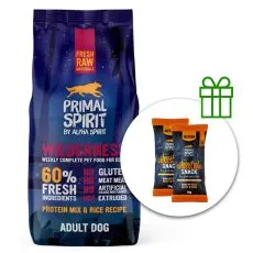 Primal Spirit Dog 60% Wilderness Dog iberijska svinja 12 kg + 2 x poslastice BESPLATNO
