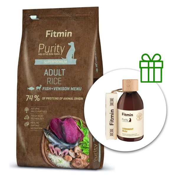 Fitmin Purity Adult Rice Fish & Venison 12 kg + Fitmin Purity Ulje od lososa BESPLATNO