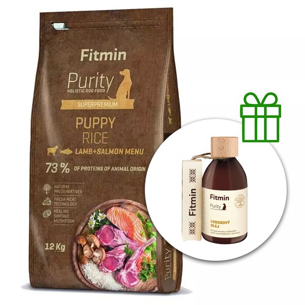 Fitmin Purity Puppy Rice Lamb & Salmon 12 kg + Fitmin Purity Ulje od lososa BESPLATNO