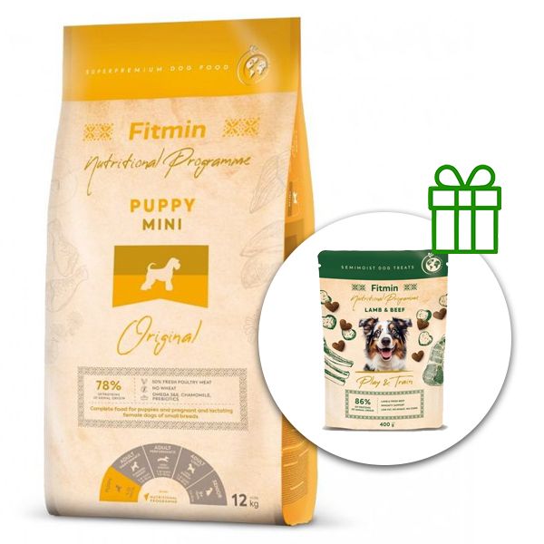 Fitmin MINI Puppy 12 kg + Fitmin Play&Train Lamb & Beef BESPLATNO