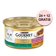 Konzerva Gourmet GOLD - pečeni i mesni komadi s zecem i jetrom 85 g, 24+12 kom BESPLATNO