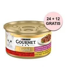 Konzerva Gourmet GOLD - pečeni i dinstani komadi mesa s govedinom i piletinom 85 g, 24+12 kom BESPLATNO