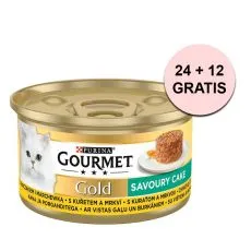 Konzerva Gourmet GOLD - Slani kolač s piletinom i mrkvom 85 g, 24+12 kom BESPLATNO