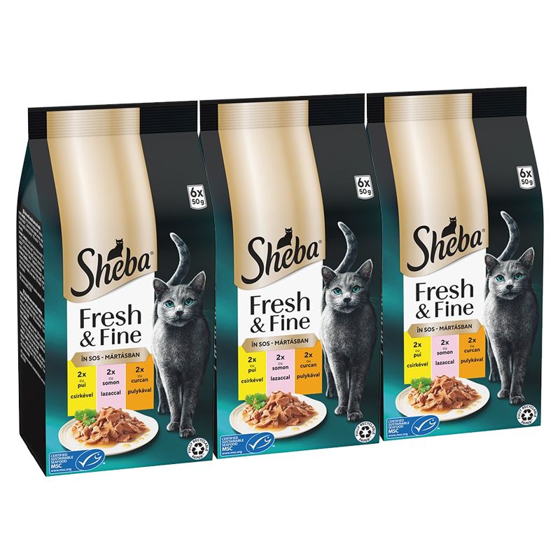 Sheba Fresh & Fine konzervi za mačke, piletina, puretina i losos 3 x (6x50 g)