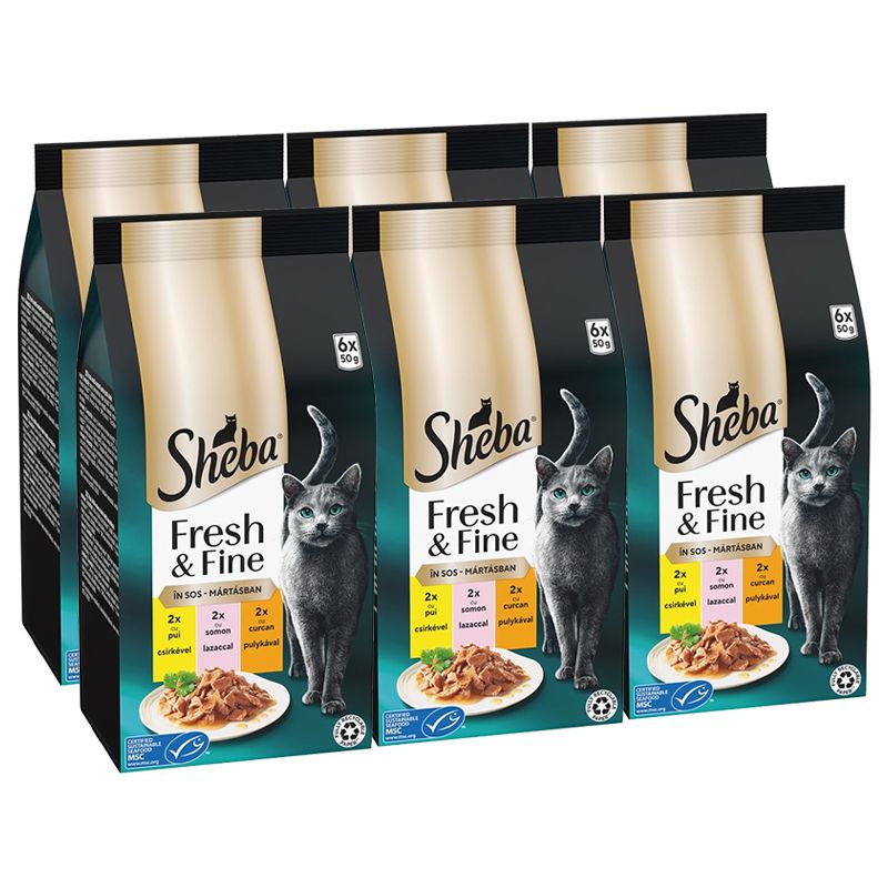 Sheba Fresh & Fine konzervi za mačke, piletina, puretina i losos 6 x (6x50 g)