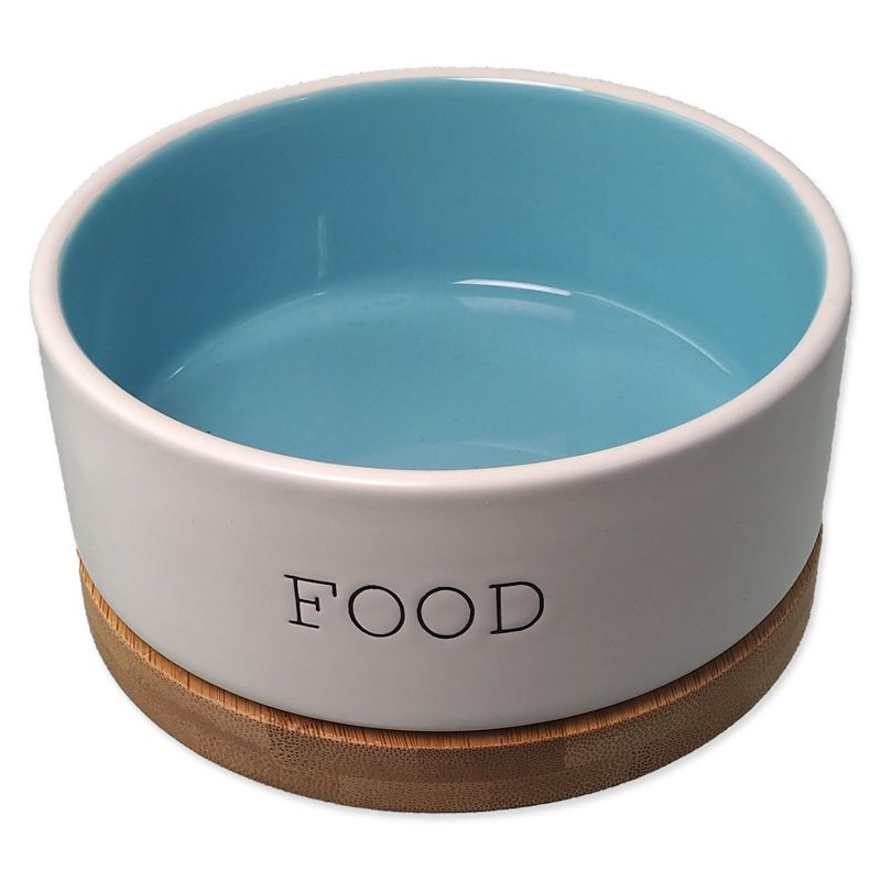 Dog Fantasy Keramička zdjela s podmetačem FOOD bijela/plava 400 ml