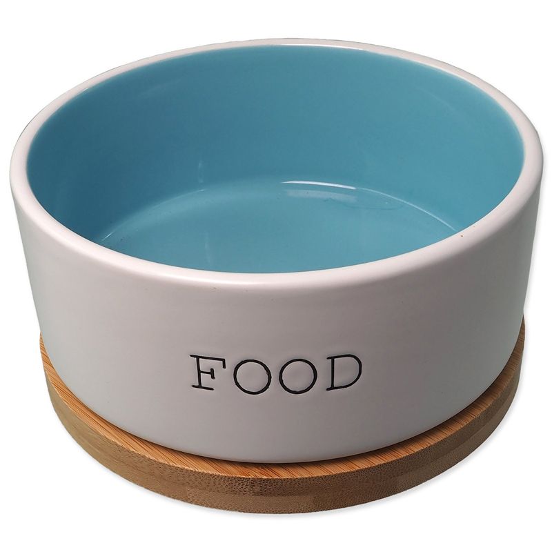 Dog Fantasy Keramička zdjela s podmetačem FOOD bijela/plava 850 ml