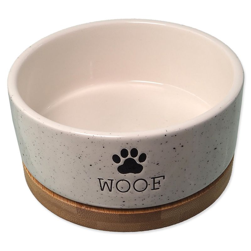 Dog Fantasy Keramička zdjela s podmetačem WOOF bijela 400 ml