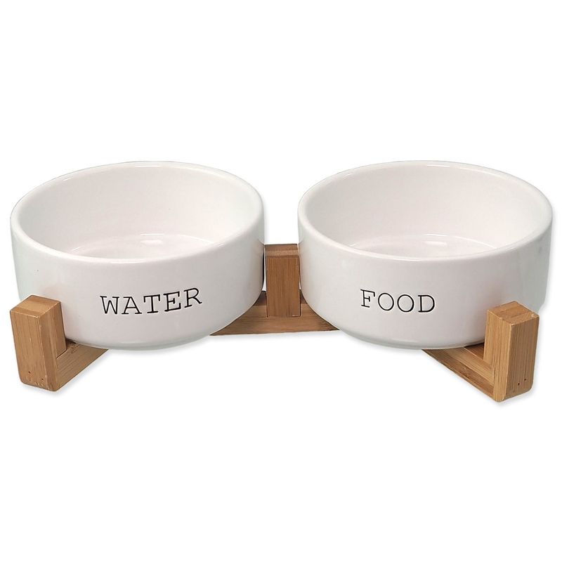 Dog Fantasy Set keramičke zdjele s postoljem bijele 2 x 400 ml