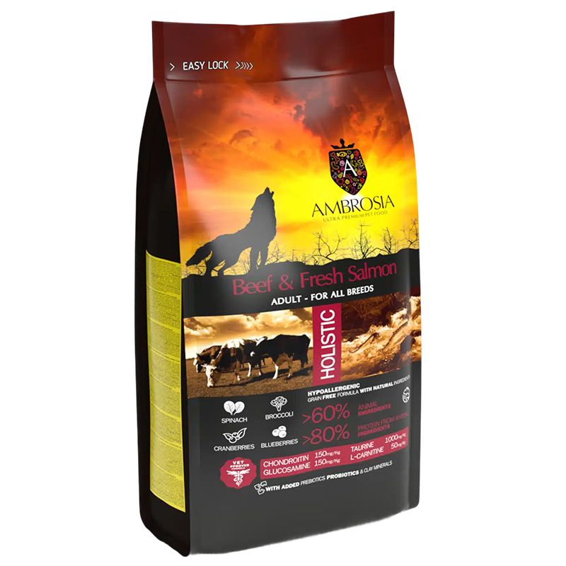 Ambrosia Adult All Breeds Beef & Fresh Salmon 12 kg