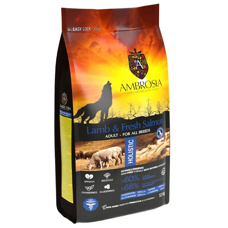 Ambrosia Adult All Breeds Lamb & Fresh Salmon 12 kg