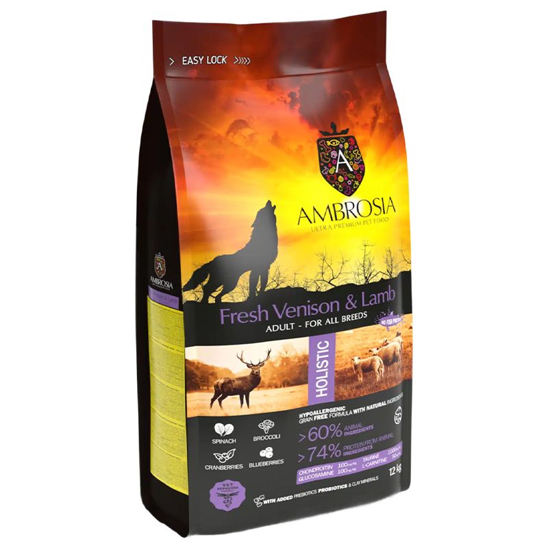 Ambrosia Adult All Breeds Fresh Venison & Lamb 12 kg